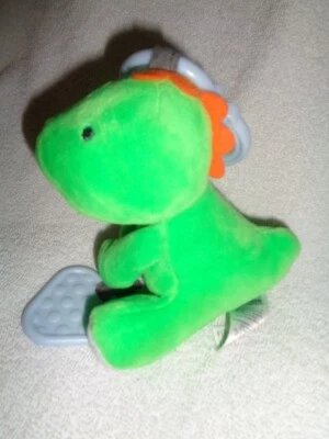 Dinosaur Green Plush 5" Baby Rattle Teether 2015 Carters Child Of Mine Clip Toy - Image 1 of 4