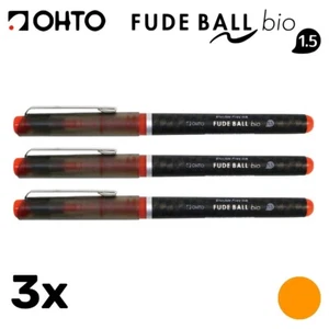 OHTO Fude Ball Bio Free Ink Pen • 1.5 mm Bold Ball • Orange • 3pcs - Imagen 1 de 2
