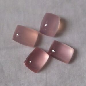 12x9 MM 23.5 Carat Natural Pink Rose Quartz Cushion Shape Cabs 4 Piece Lot