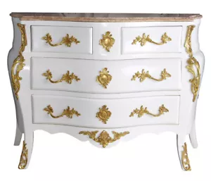 Barock Kommode Bauchkommode Weiss Wäschekommode Antik Anrichte Schubladenschrank - Bild 1 von 5