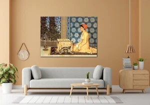 Osman Hamdi Canvas,Islamic Wall Art,Young Woman Reading Quran,Osman Hamdi Print - Picture 1 of 9