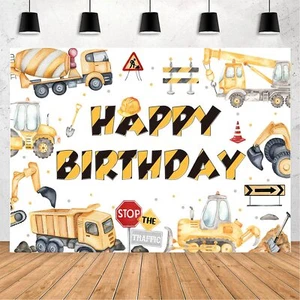 Construction Birthday Party Backdrop Dump Truck Happy Birthday Supplies Boy C... - Picture 1 of 8