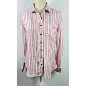 Jach's Girlfriend Pink Striped Button Down Shirt Women's Size Large NWT - Picture 1 of 5