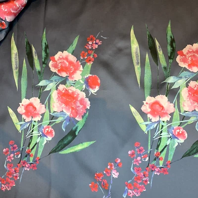 Floral Ottoman Print Thick Hard Taffeta Fabric 148cm Wide Per 50cm Sewing Crafts - image 1 of 4