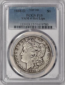 1888-O Morgan Silver Dollar $1 VAM-4 DDO Hot Lips PCGS F15 - Picture 1 of 3