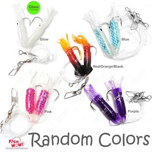 5pks Random Color 3" Fishing Rock Cod Rig Twin Bulb Squids Rockfish lingcod Soft - Picture 1 of 8