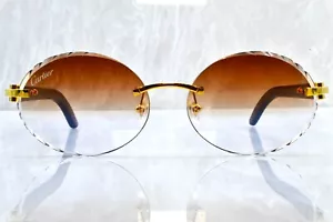 Cartier rimless Wood Poplar bubinga sunglasses glasses c decor Diamond cut - Picture 1 of 5