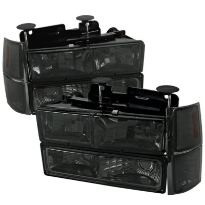 For 94-98 Chevy Silverado Tahoe Suburban Smoked Amber Headlights Turn Signals - Image 1 of 3