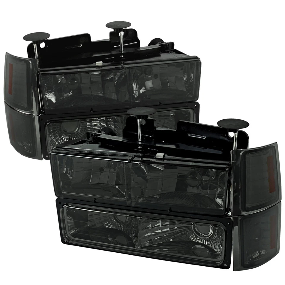 For 94-98 Chevy Silverado Tahoe Suburban Smoked Amber Headlights Turn Signals - Image 1 of 3