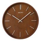 Seiko Wall Clocks 13"H Wood Round Analog Quality Durable Modern Decor Brown
