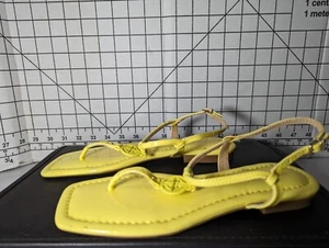 NEW Size 7.5M Womens Antonio Melani Ankle Strap Flats Sandals Lime - Picture 1 of 7