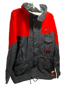 VTG Fila Jacket Men's 2XL Windbreaker Hooded Jacket Blue and Red Zip & Button Up - Picture 1 of 15