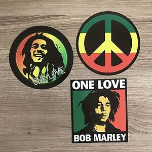 Bob Marley One Love Reggae Peace Sign Vinyl Sticker Set - Free Shipping