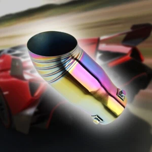 JDM Titanium Neo Chrome Tip Stainless Exhaust Muffler 2.5" Inlet - 3" Outlet - Picture 1 of 10