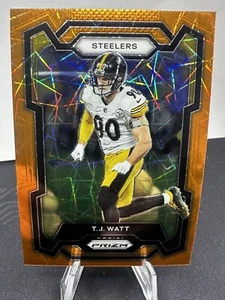 💥2023 Panini Prizm Orange Laser T.J. Watt #254 Pittsburgh Steelers - Picture 1 of 2