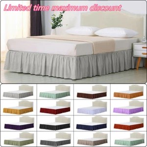 Nueva Falda de Cama Elástica Polvo Volantes Ajuste Fácil Envolvente Doble Completa Queen King Size - Imagen 1 de 90