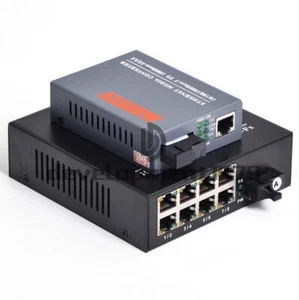 Gigabit Fiber Optic Media Converter 1 CH*SC 8 CH*RJ45 Converter Transceiver - Picture 1 of 1