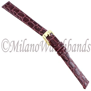 12mm Speidel Burgundy Classic Croco Grain Genuine Leather Ladies Band Reg 436430 - Picture 1 of 3