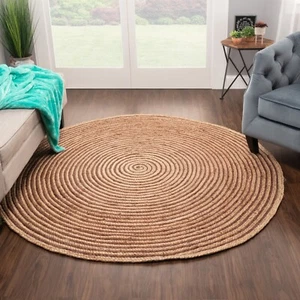 Braided Jute Modern Round Naturally Antistatic Reversible Small & Large Area Rug - Picture 1 of 52