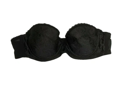 Sujetador vintage sin tirantes negro batido con aros 36A lencería de encaje bustier de colección Foto 1 de 4