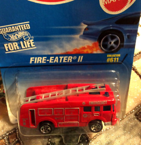 1997 Hot Wheels- Fire Eater II - Red w/ Ladder  Firetruck Fire Engine #611