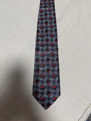 Pierre Balmain Couture Tie Mens 100% Silk Black Red Blue Geometric Print Necktie - Image 1 of 4