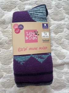 Lily & Dan Socks Girl’s Medium - Shoe Size 9 To 2.5 Thermal Snow Socks Cushioned - Picture 1 of 3