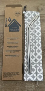 NORWEX EDELSTAHL STROHHALM SET (2), REINIGER & TRAGETASCHE NEU - NEU IM KARTON - Bild 1 von 2