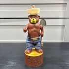 Vintage Smokey Bear Coin Bank Figure Shovel Hat Flag USA Forest Service Toy