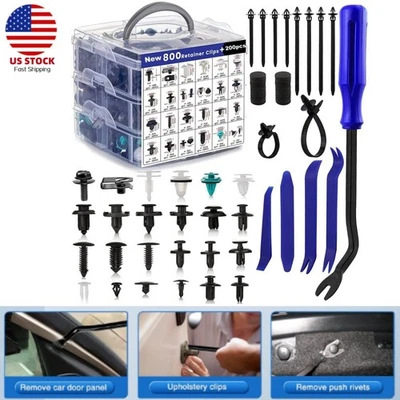 Clips de retención de empuje para automóvil 1000 piezas sujetadores automáticos surtido parachoques guardabarros remaches Foto 1 de 4