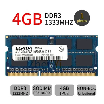 Elpida 4GB DDR3 1333MHz PC3-10600S 204Pin SODIMM Laptop Memory Notebook RAM BT - Image 1 of 4