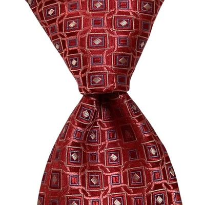 Шелковый галстук DONALD TRUMP President Signature Collection геометрический красный/розовый б/у в отличном состоянии - Изображение 1 из 3