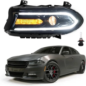 Left Headlight Assembly DRL W/Bulbs Compatible with 2015-2023 Dodge Charger W/Fa - Picture 1 of 9