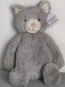 Jellycat Bashful Kitty Grey Cat Original 12" London Retired Soft Kitten - Picture 1 of 4