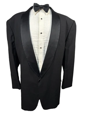 OSCAR DE LA RENTA Hombres Negro ESMOQUIN GRANDE Y ALTO Abrigo Deportivo Blazer Chaqueta TUX 54L Foto 1 de 4