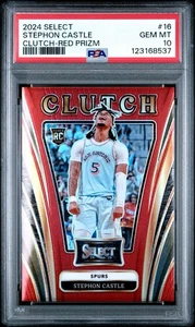 2024-25 Panini Select - Clutch Stephon Castle #16 Red Prizm /99 (RC) ROY Spurs - Bild 1 von 3
