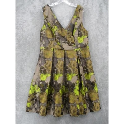 Adrianna Papell Dress 18W Jacquard Floral Iridescent Pleated Wedding Babydoll - Image 1 of 4