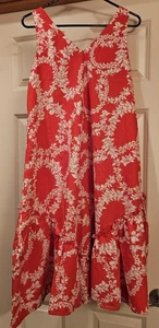 Vintage Handmade Hawaiian Dress Red Floral No Label Or Size Excellent Condition  - Picture 1 of 11
