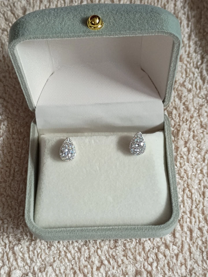 Pendientes platino Pt 950 con Moissanita 0.5 kilates con certificado GRA oficial - Imagen 1 de 4