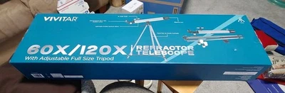 Telescopio refractor Vivitar 60X/120X con trípode nuevo en caja 2024 Foto 1 de 3