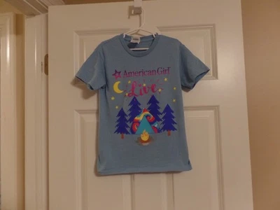 Girls, American Girl Tee Shirt, Powder Blue, LIVE, Trees/Campfire, Small, Ex Con - Image 1 of 4