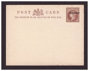 1878 Queen Victoria SPECIMEN overprint format CF3 postal stationery postcard. - Picture 1 of 2