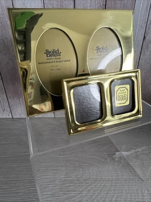 Molduras para fotos vintage de latão maciço ovais 3 x 4 e oblongas 7cm x 4cm polidas à mão - Imagem 1 de 4