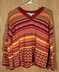 Pioneer Woman Women's Sz M Knit Sweater Crochet Bell Sleeve Boho Striped NWT - Picture 1 of 7
