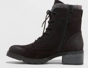 Schwarz Dez Größe 11 Stiefel Damen Microsuede Schnürung mit Reißverschluss Universalfaden " - Bild 1 von 1