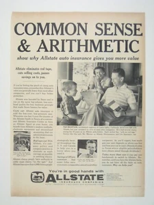 Vintage Allstate Insurance Print AD 1950s Common Sense Arithmetic Theme - Picture 1 of 2