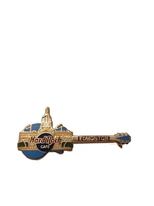 Hard Rock Cafe Edmonton Parliament Building Blue Guitar Gold Back Pin - Picture 1 of 2