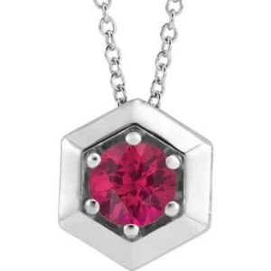 Lab-Grown Ruby Geometric 16-18" Necklace In Platinum - Picture 1 of 2