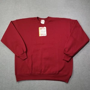 Vintage Hanes Sweatshirt Mens XL Burgundy Red Blank Premium Weight 90s NWT - Picture 1 of 7
