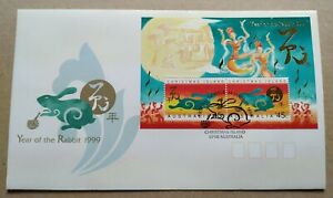 1999 Christmas Island Zodiac Animals Lunar Year of the Rabbit Mini-Sheet MS FDC